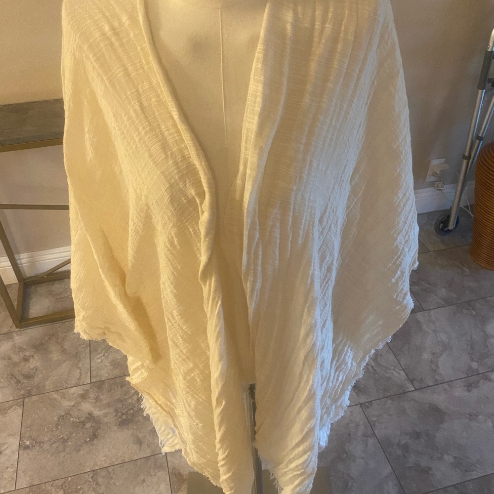 Cream Textured Shawl/Bathing Suit Cover-Up